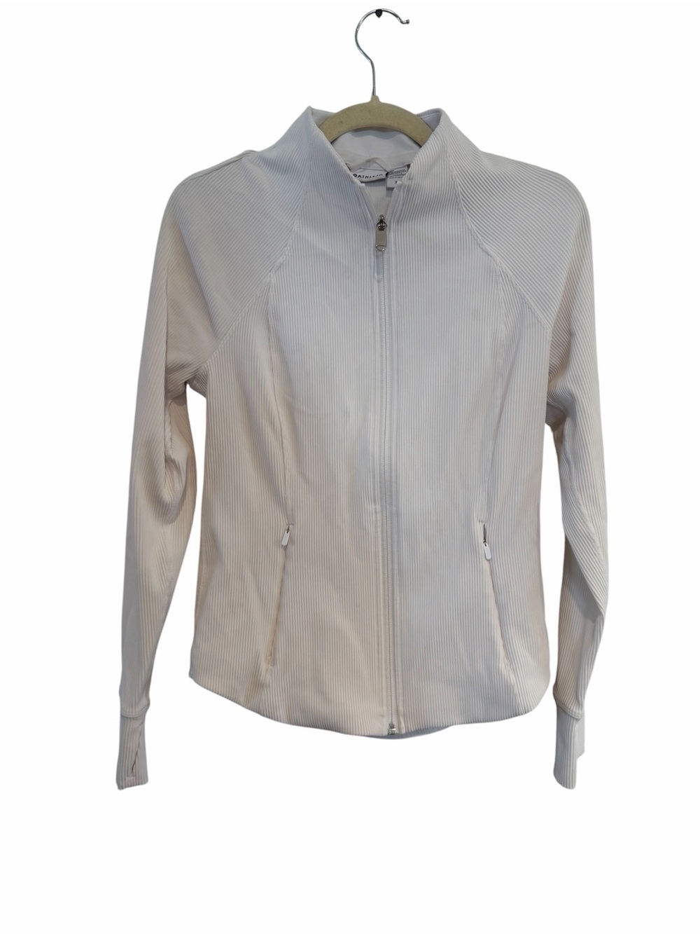 Athleta Light Gray Zip-Front Bomber Jacket